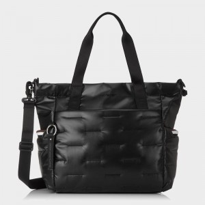 Women's Hedgren Puffer Tote Bags Black | YWJ7192SX