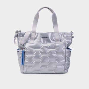 Women's Hedgren Puffer Tote Bags Silver Blue | EDS2724TC