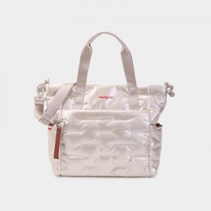 Women's Hedgren Puffer Tote Bags White Beige | KJR8796YY
